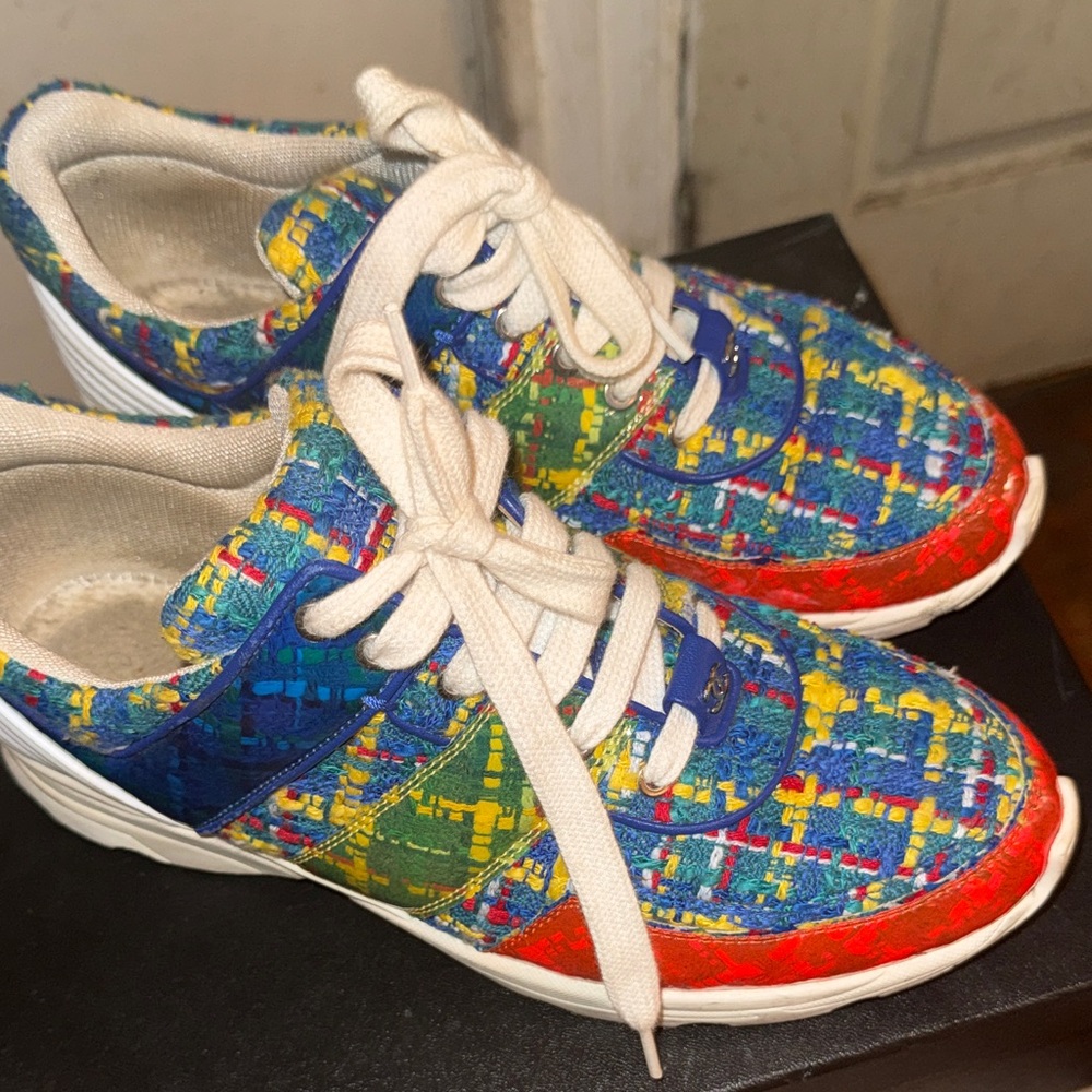 CHANEL Colorful Tweed Sneakers